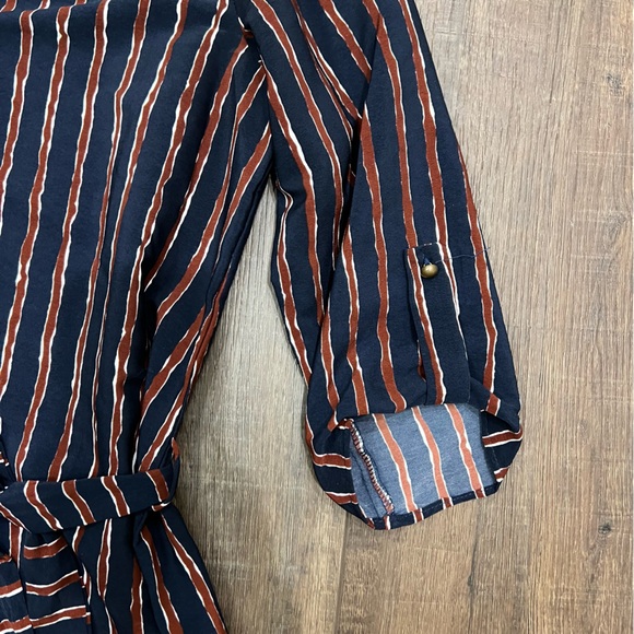 Pink owl Blue and Burgundy Striped Zipper Dress - Picture 5 of 9